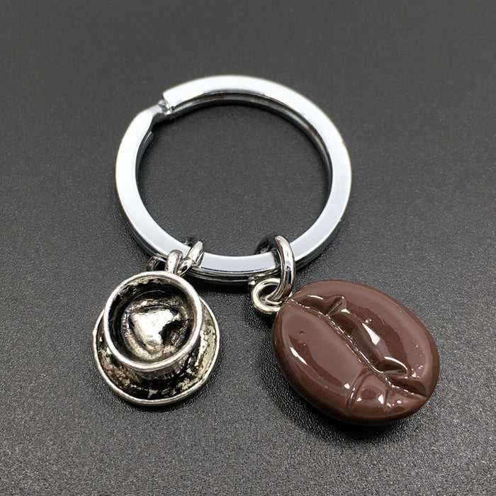 Wholesale Heart Shaped Coffee Cup Resin Coffee Bean Keychain MOQ≥2 JDC-KC-GSCT004