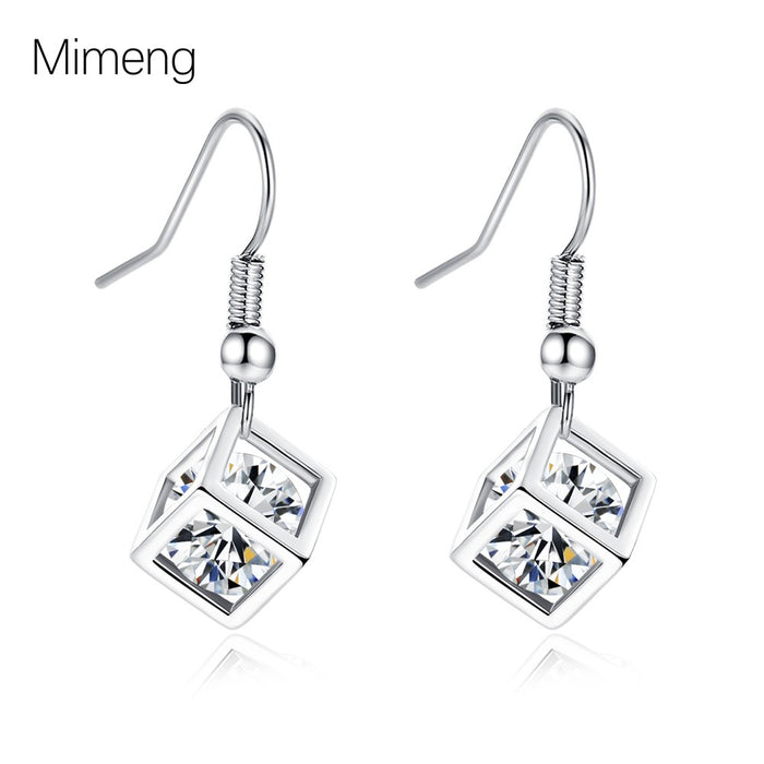 Jewelry WholesaleWholesale small square zircon long earrings JDC-ES-Mimeng047 Earrings 米萌 %variant_option1% %variant_option2% %variant_option3%  Factory Price JoyasDeChina Joyas De China