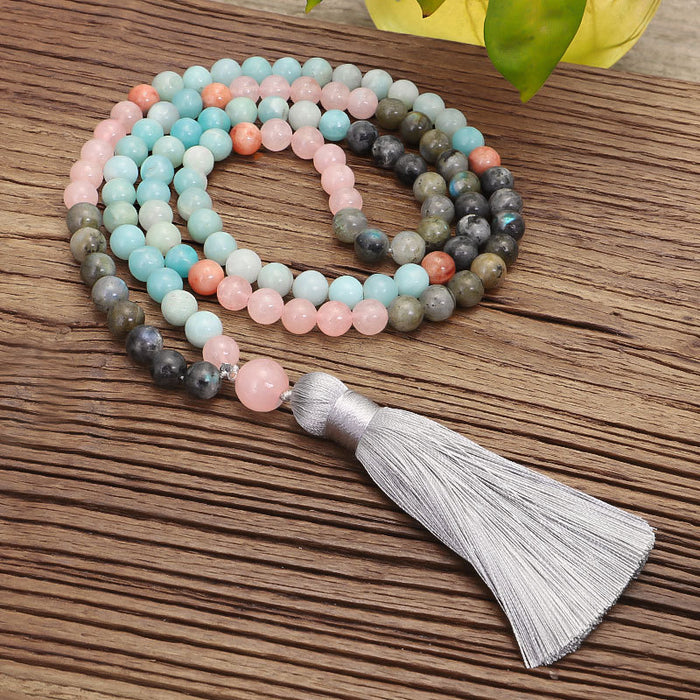 Wholesale Summer New Boho Colorful Stone Necklace Bracelet Set JDC-NE-QiuX001