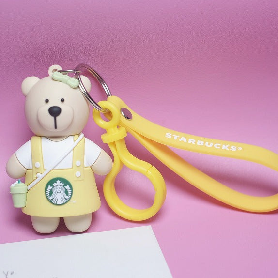 Wholesale Cartoon Coffee Bear Silicone Keychain MOQ≥2  (F) JDC-KC-ShuoK002