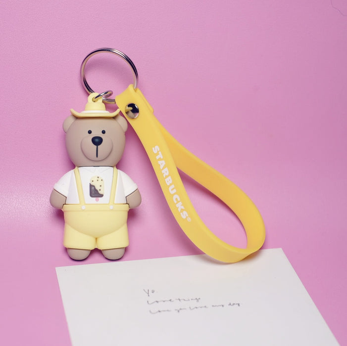 Wholesale Cartoon Coffee Bear Silicone Keychain MOQ≥2  (F) JDC-KC-ShuoK002