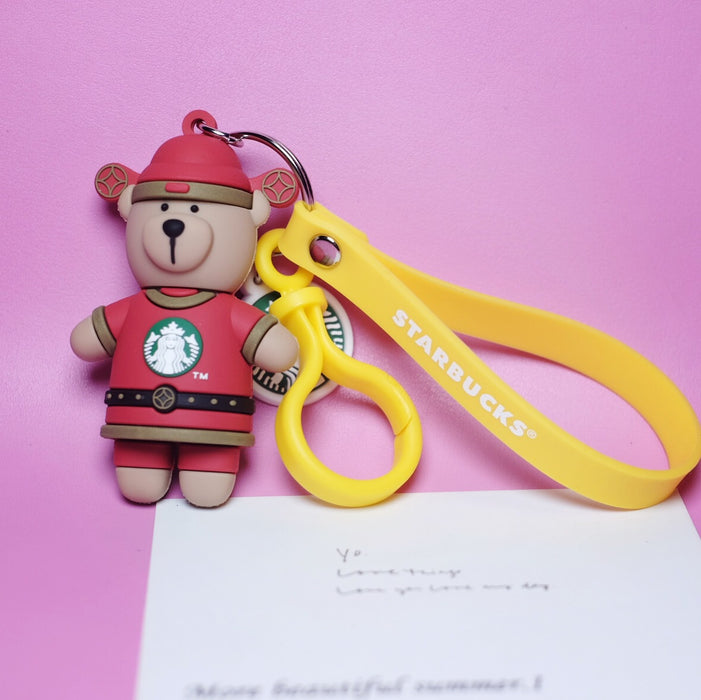 Wholesale Cartoon Coffee Bear Silicone Keychain MOQ≥2  (F) JDC-KC-ShuoK003