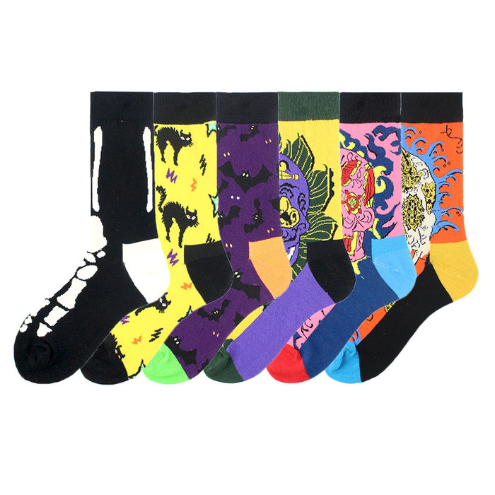 Wholesale Sock Polyester Cotton Medium Tube Colorful Ghost Bat Series JDC-SK-XiF002