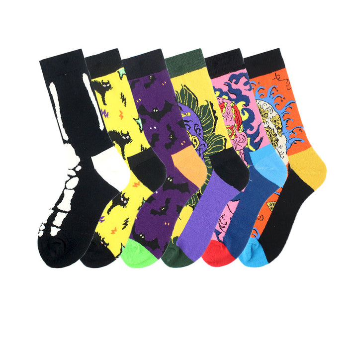 Wholesale Sock Polyester Cotton Medium Tube Colorful Ghost Bat Series JDC-SK-XiF002