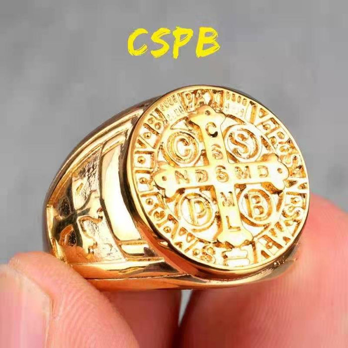 Wholesale CSPB Cross Stainless Steel Men's Ring JDC-RS-HaiT003