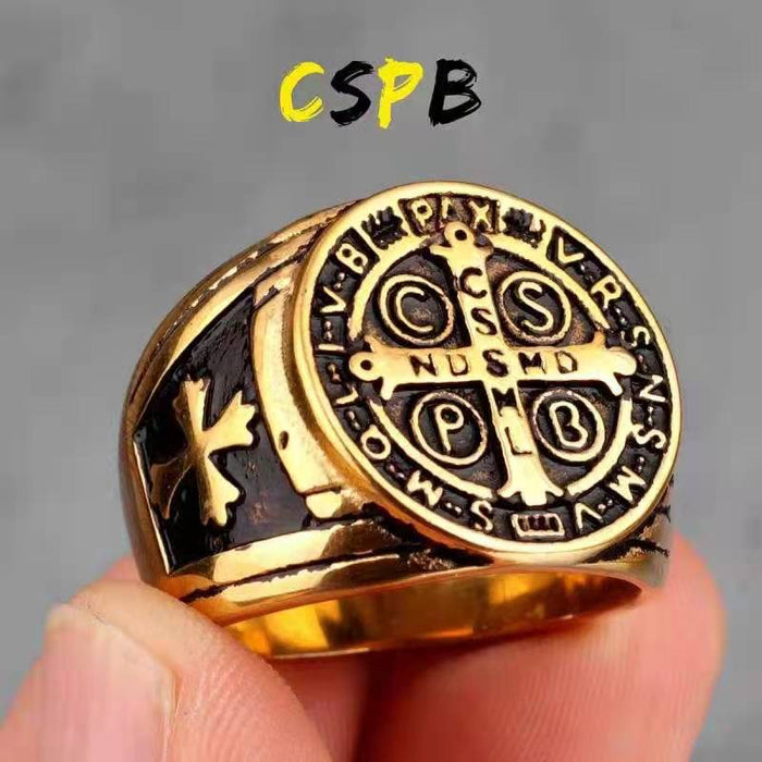 Wholesale CSPB Cross Stainless Steel Men's Ring JDC-RS-HaiT003