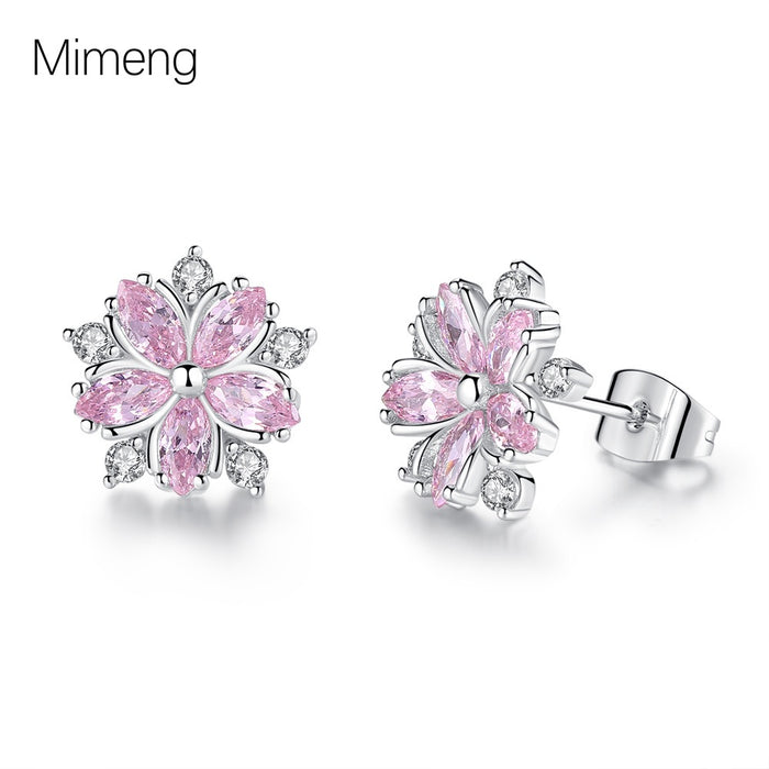 Jewelry WholesaleWholesale cherry blossom pink flower zirconia stud earrings JDC-ES-Mimeng038 Earrings 米萌 %variant_option1% %variant_option2% %variant_option3%  Factory Price JoyasDeChina Joyas De China