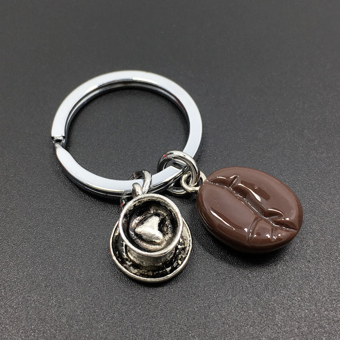 Wholesale Heart Shaped Coffee Cup Resin Coffee Bean Keychain MOQ≥2 JDC-KC-GSCT004