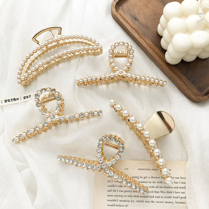 Wholesale Cross Rhinestone Pearl Hair Clip Bath Pan Hair Grabber JDC-HC-GSHX104