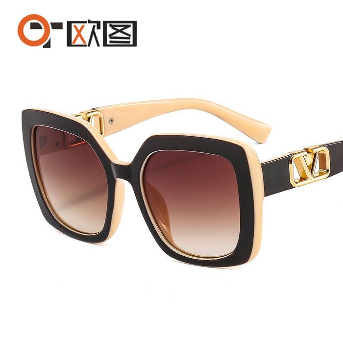 Wholesale Sunglasses PC Square Big Box V Letter (F) JDC-SG-OuT040