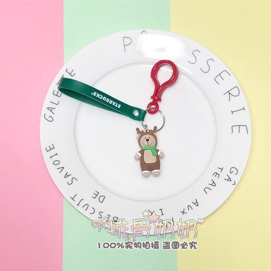 Wholesale Cartoon Coffee Bear Silicone Keychain MOQ≥2  (F) JDC-KC-ShuoK004