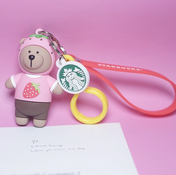 Wholesale Cartoon Coffee Bear Silicone Keychain MOQ≥2  (F) JDC-KC-ShuoK002