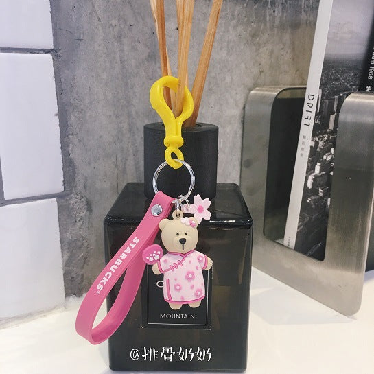 Wholesale Cartoon Coffee Bear Silicone Keychain MOQ≥2  (F) JDC-KC-ShuoK005