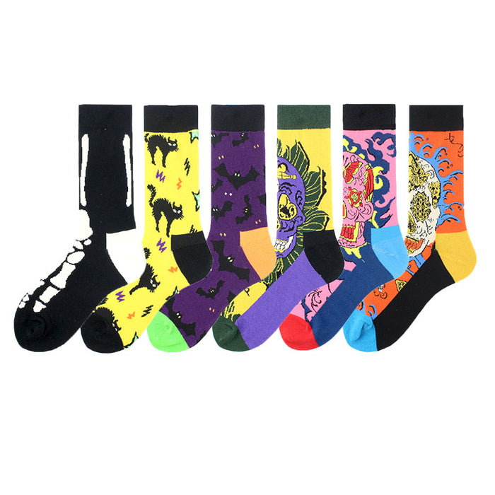 Wholesale Sock Polyester Cotton Medium Tube Colorful Ghost Bat Series JDC-SK-XiF002