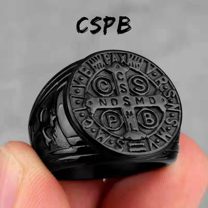 Wholesale CSPB Cross Stainless Steel Men's Ring JDC-RS-HaiT003