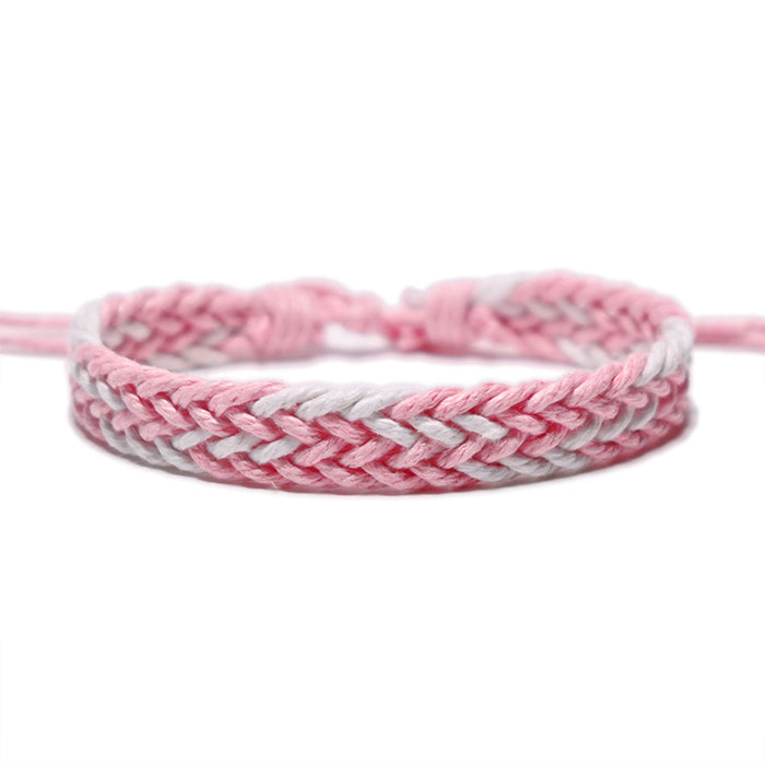 Wholesale Hand Woven Cotton Linen Chevron Bracelet MOQ≥2 JDC-BT-QianY004