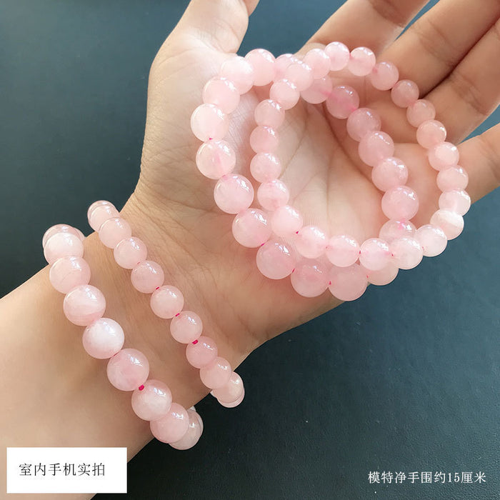 Jewelry WholesaleWholesale Natural Hibiscus Pink Crystal Bracelet Ball Beads Single Circle Bracelet JDC-BT-BaiM007 Bracelet 百慕 %variant_option1% %variant_option2% %variant_option3%  Factory Price JoyasDeChina Joyas De China