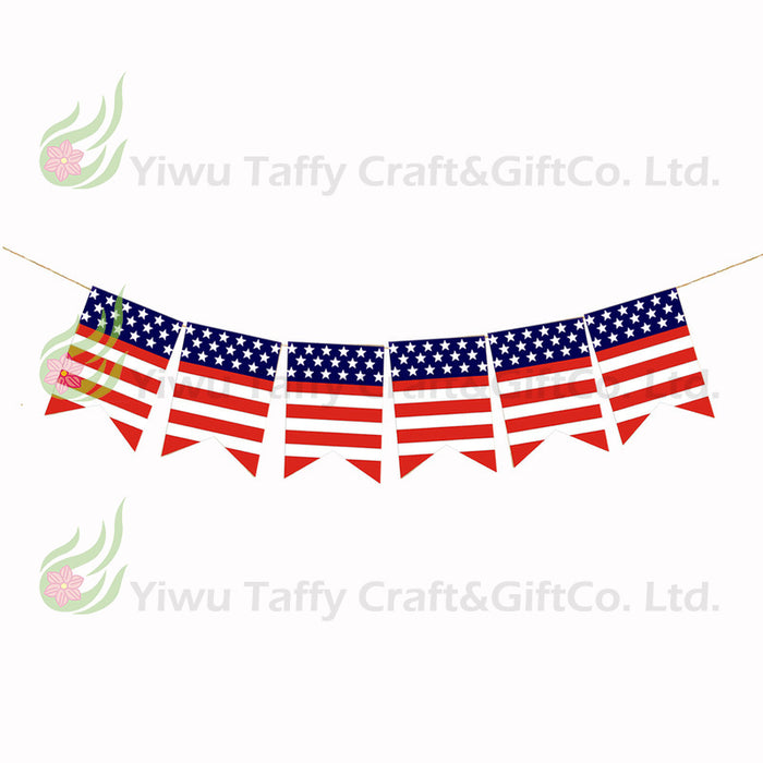 Wholesale 4th of July American National Day Party Pull Flower Flags Independence Day Burlap Swallowtail Flags MOQ≥10 JDC-OS-Daifei001