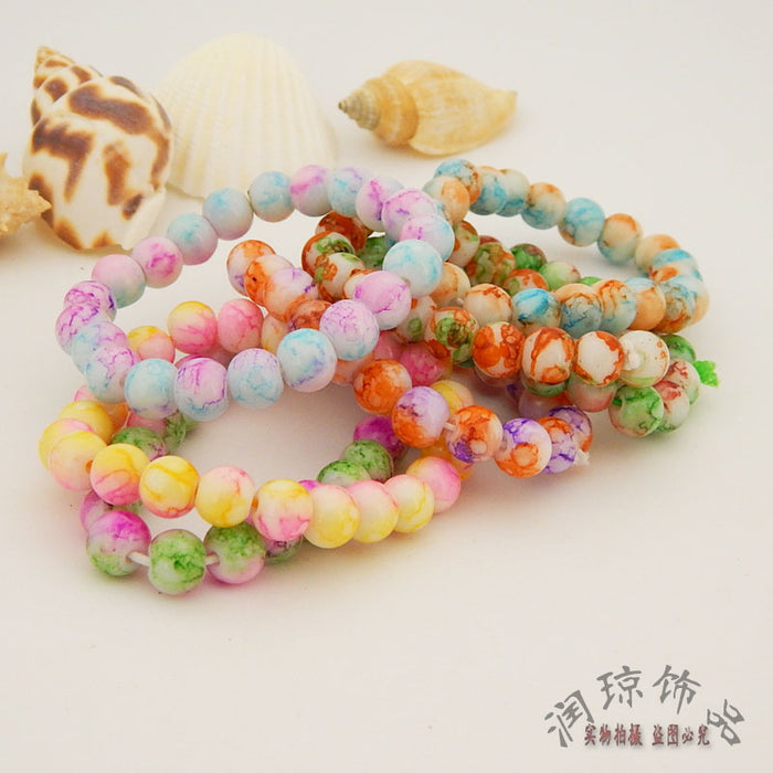 Wholesale glass paint glass beads student bracelet MOQ≥2 JDC-BT-RunQ002