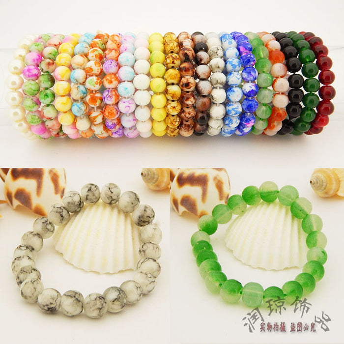 Wholesale glass paint glass beads student bracelet MOQ≥2 JDC-BT-RunQ002