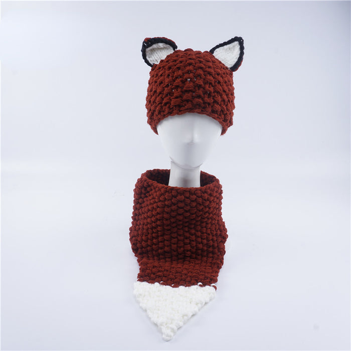 Wholesale Hat Wool Cute Fox Children's Scarf 2-piece Set MOQ≥3 JDC-FH-Xianju006