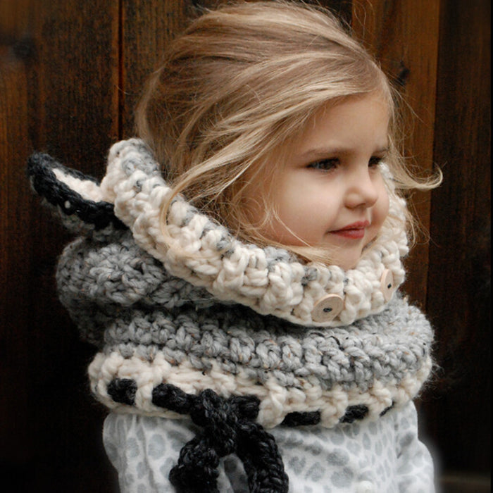 Wholesale Hat Wool Hand-knitted Children's Pullover Scarf Set MOQ≥3 JDC-FH-Xianju001