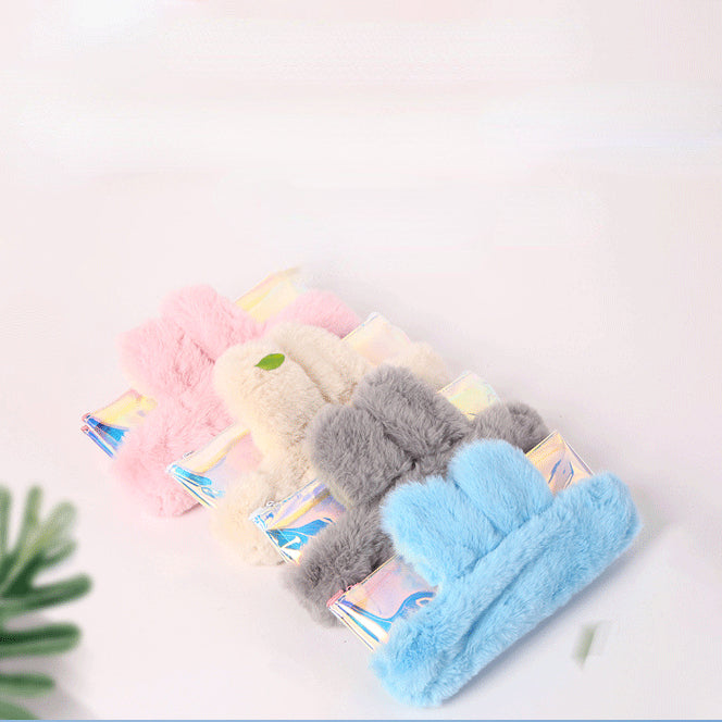 Wholesale Pen Bag PVC Cute Rabbit Ear Plush MOQ≥2 JDC-PC-FaMi005