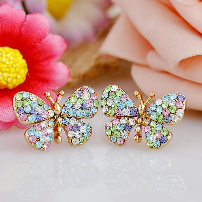 Wholesale Crystal Butterfly Alloy Earrings JDC-ES-Yinx032