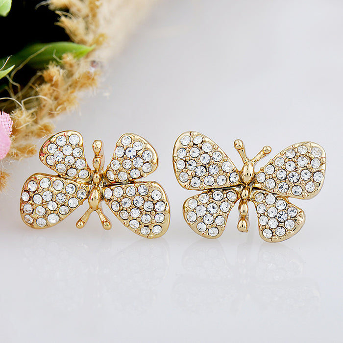 Wholesale Crystal Butterfly Alloy Earrings JDC-ES-Yinx032