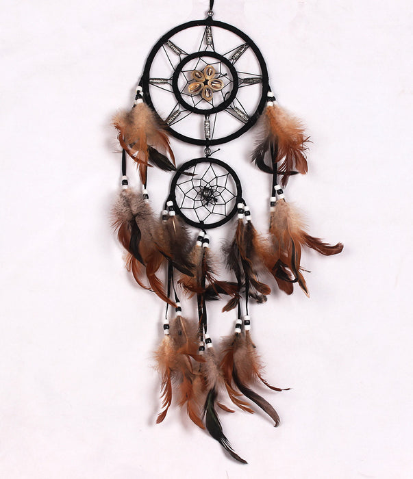 Jewelry WholesaleWholesale Shell Indian Feather ABS Circle Flocking Fabric Dreamcatcher MOQ≥2 JDC-DC-MengS022 Dreamcatcher 萌颂 %variant_option1% %variant_option2% %variant_option3%  Factory Price JoyasDeChina Joyas De China