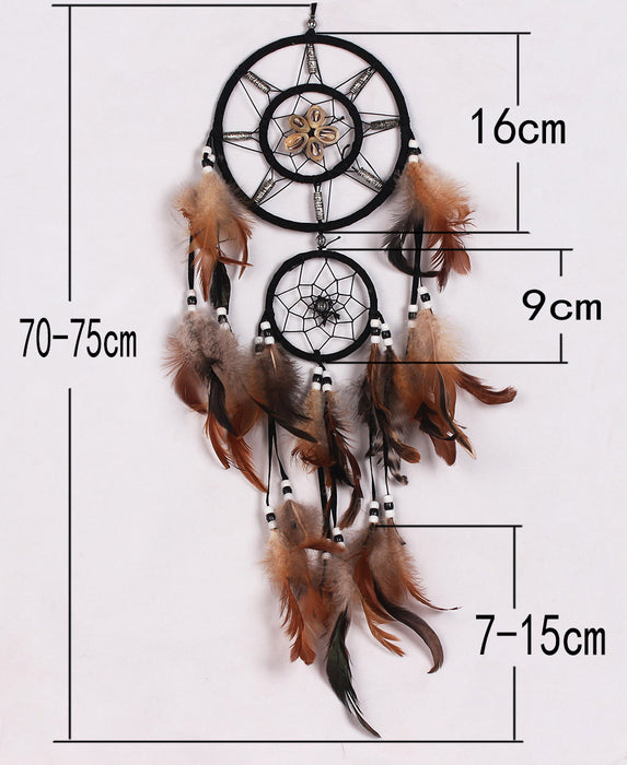 Wholesale Shell Indian Feather ABS Circle Flocking Fabric Dreamcatcher MOQ≥2 JDC-DC-MengS022