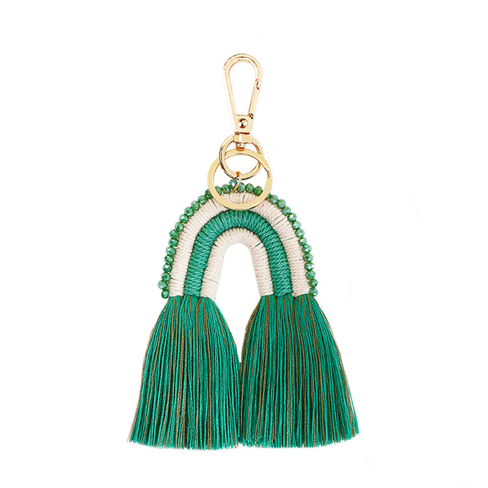 Wholesale tassel keychain rice bead rope weaving manual weaving  JDC-KC-JM015