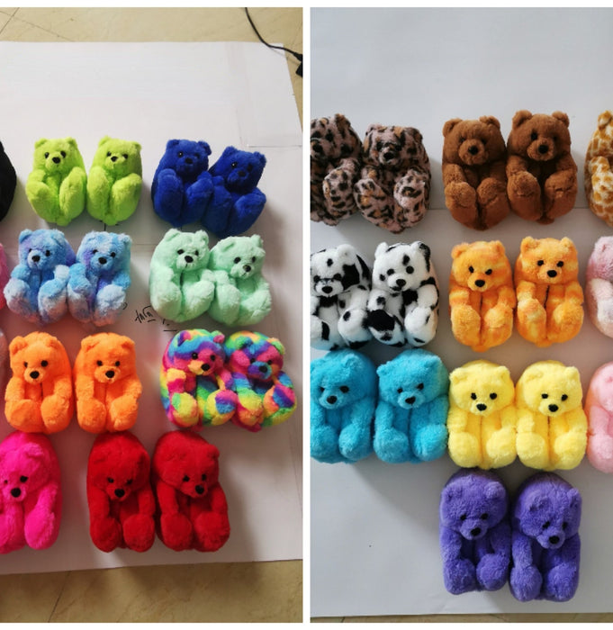 Wholesale teddy bear slippers children's teddy bear home slippers JDC-SP-BDL001