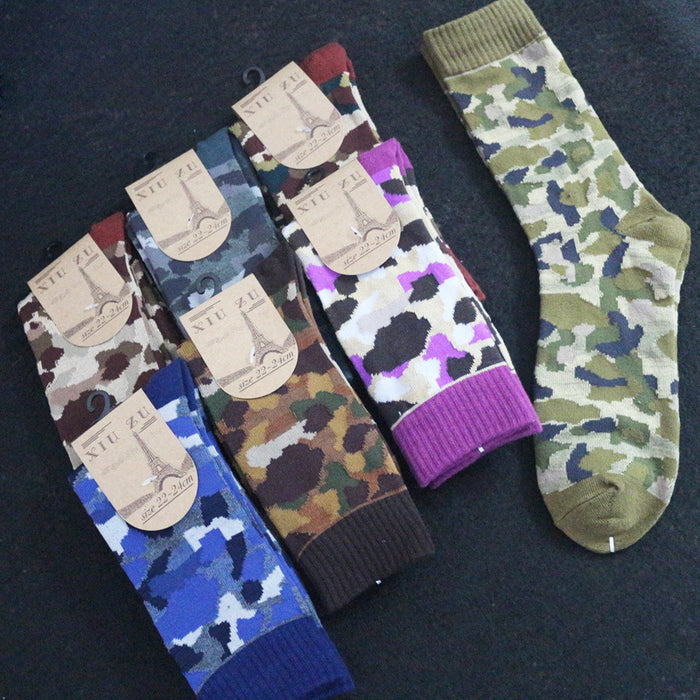 Wholesale Sock Cotton Mid Cylinder Breathable Sweat Absorption Camouflage JDC-SK-YiYan028