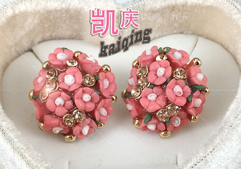 Jewelry WholesaleWholesale rose flower stud earrings JDC-ES-KaiQ030 Earrings 凯庆 %variant_option1% %variant_option2% %variant_option3%  Factory Price JoyasDeChina Joyas De China