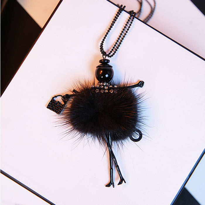 Wholesale Necklace Alloy Mink Hair Dancing Girls Sweater Chain MOQ≥2 JDC-NE-ZiE001