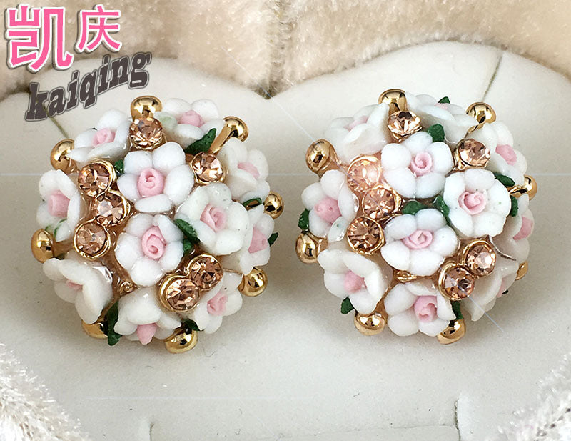 Jewelry WholesaleWholesale rose flower stud earrings JDC-ES-KaiQ030 Earrings 凯庆 %variant_option1% %variant_option2% %variant_option3%  Factory Price JoyasDeChina Joyas De China