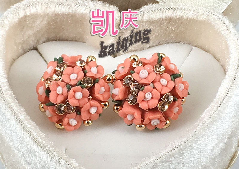 Jewelry WholesaleWholesale rose flower stud earrings JDC-ES-KaiQ030 Earrings 凯庆 %variant_option1% %variant_option2% %variant_option3%  Factory Price JoyasDeChina Joyas De China