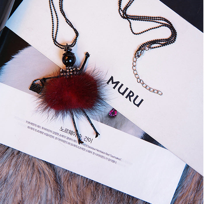 Wholesale Necklace Alloy Mink Hair Dancing Girls Sweater Chain MOQ≥2 JDC-NE-ZiE001