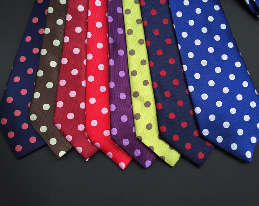 Wholesale polyester silk assorted polka dot tie polka dot men's tie JDC-TIE-YonF003