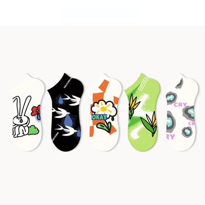 Wholesale Cartoon Socks Ladies Shallow Mouth Socks MOQ≥5 JDC-SK-JXuan005