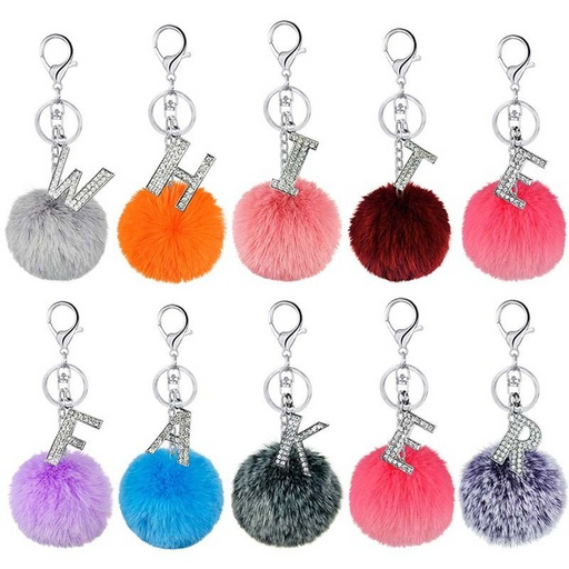 Jewelry WholesaleWholesale rex rabbit hair letter keychain MOQ≥10 JDC-KC-YZ002 Keychains 永泽 %variant_option1% %variant_option2% %variant_option3%  Factory Price JoyasDeChina Joyas De China