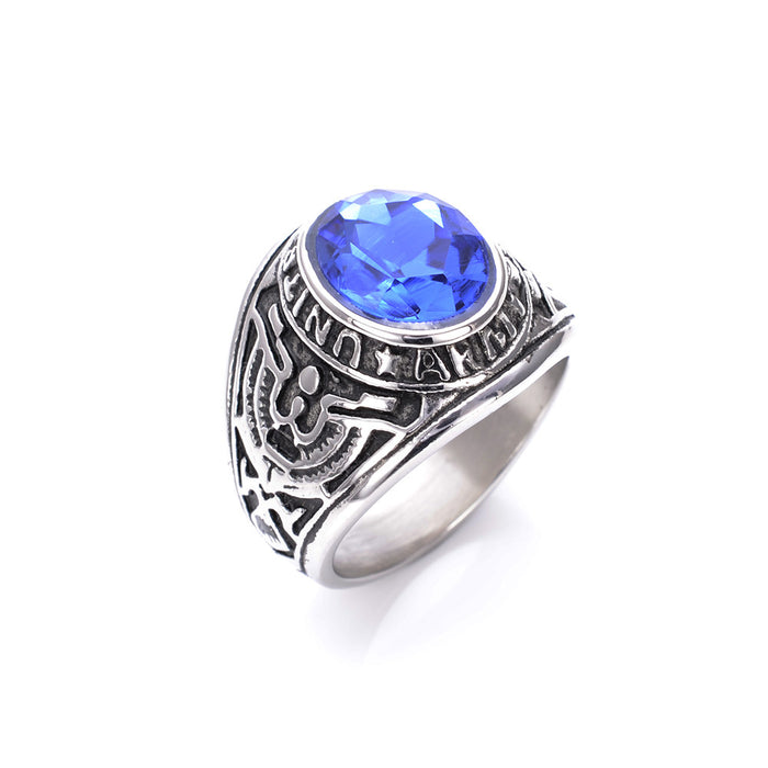 Wholesale Titanium Steel Sapphire Rings JDC-RS-HaiT001