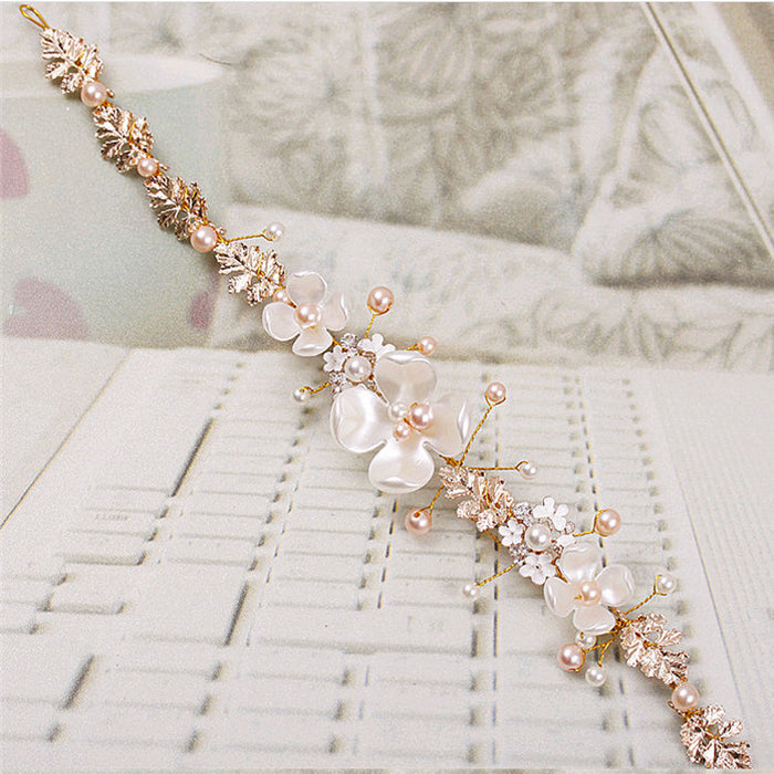 Wholesale Wedding Tiaras Bridal Hair Accessories Pearl Ceramic Gold MOQ≥2 JDC-HD-DengH001