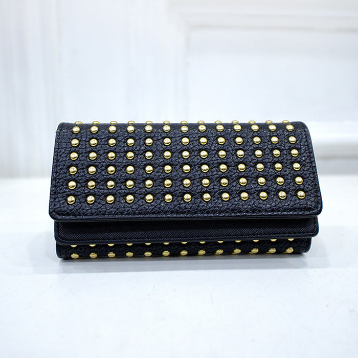 Wholesale Wallet PU Punk Rivet Long Double Cover Clutch JDC-WT-Lude001