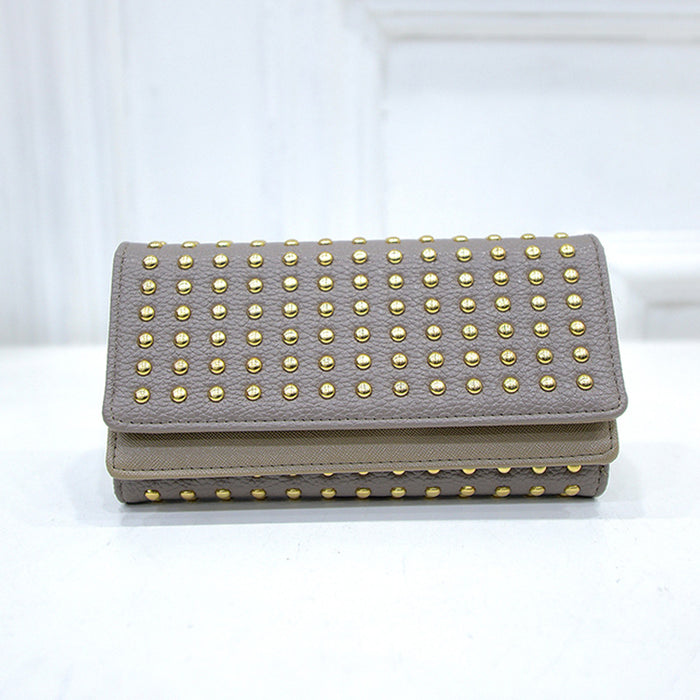 Wholesale Wallet PU Punk Rivet Long Double Cover Clutch JDC-WT-Lude001