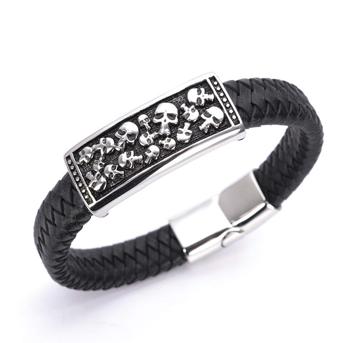 Wholesale Bracelet Titanium Steel Carved Skull Belt Men's Bracelet MOQ≥2 JDC-BT-HaiT002