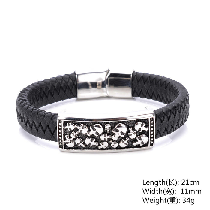 Wholesale Bracelet Titanium Steel Carved Skull Belt Men's Bracelet MOQ≥2 JDC-BT-HaiT002