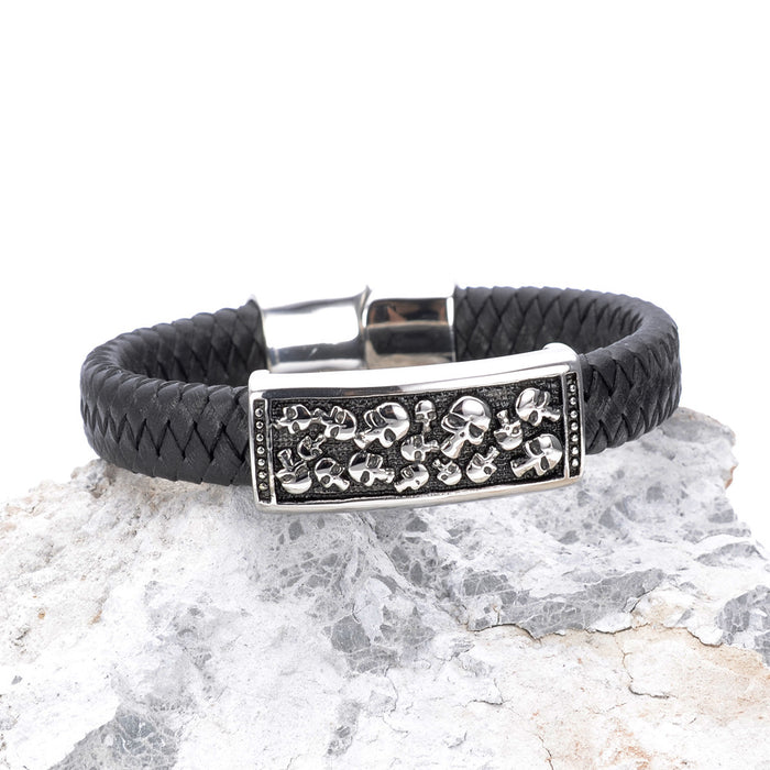 Wholesale Bracelet Titanium Steel Carved Skull Belt Men's Bracelet MOQ≥2 JDC-BT-HaiT002