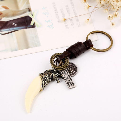 Jewelry WholesaleWholesale Resin Wolf Tooth Leather Alloy Keychain JDC-KC-PK003 Keychains 庞克 %variant_option1% %variant_option2% %variant_option3%  Factory Price JoyasDeChina Joyas De China